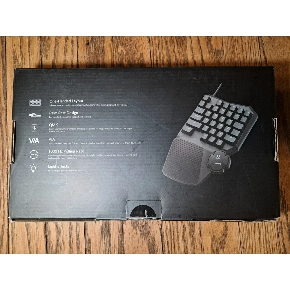 LEMOKEY X0 One Handed Gaming Keyboard, 35 Keys North-Facing Red Backlit Wired